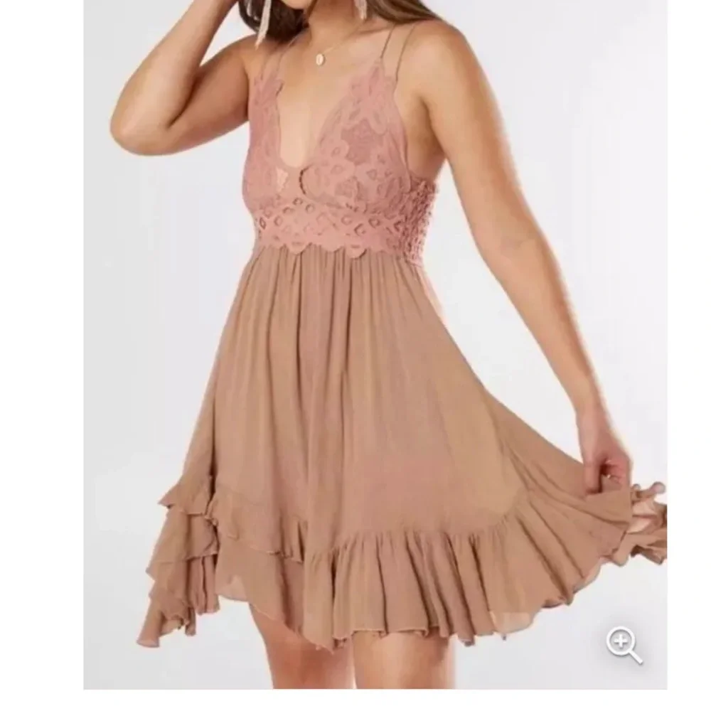 FREE PEOPLE ADELL TWO-TONED SLIP DRESS ROSE SIZE XS